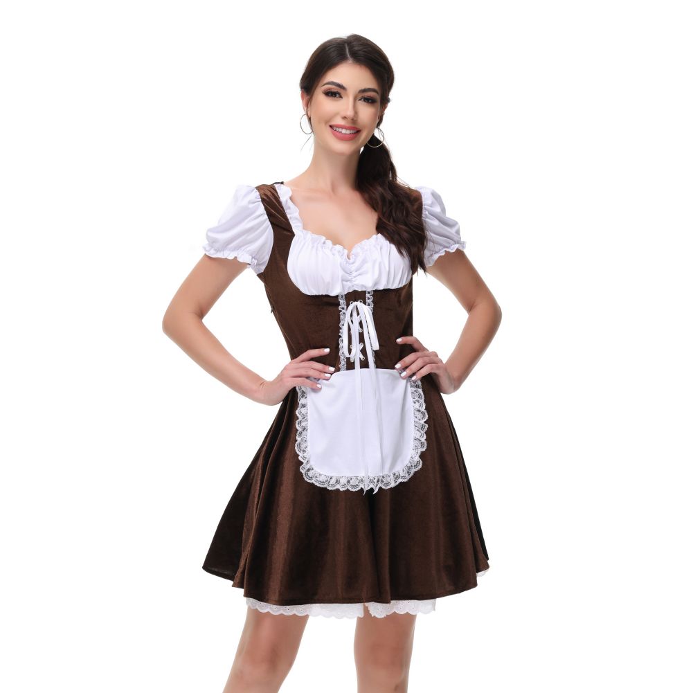 Oktoberfest Costume Plaid Dirndl Dresses German Carnival Outfit